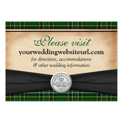 Irish Tartan Claddagh Wedding Website Insert Card Business Cards