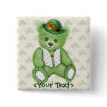 Irish Teddybear - Green Pinback Button