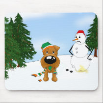 Irish Terrier Winter Scene mousepads