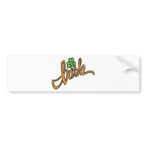 Irish Text and Shamrock Bumper Sticker