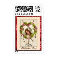 Irish Valentine Pink Heart Green Shamrocks Postage