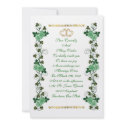 Irish Wedding invitation shamrocks and green roses by Irisangel