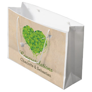 Irish Wedding Shamrock Heart Large Gift Bag