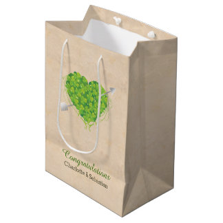 Irish Wedding Shamrock Heart Medium Gift Bag