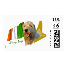 Irish Wolfhound Irish Flag and Harp Stamp