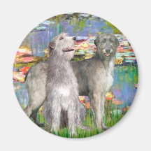 Irish Wolfhound Pair - Lilies 2 Magnet