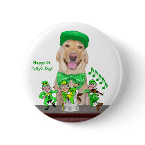 Irish Yellow Lab & Leprechauns buttons