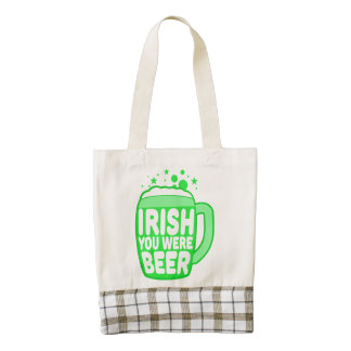 Irish You Were Beer Zazzle HEART Tote Bag
