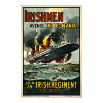 Irishmen Avenge the Lusitania - Vintage Poster posters