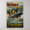 Irishmen Avenge the Lusitania - Vintage Poster posters