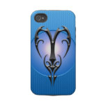 Iron Aries Symbol, blue Tough Iphone 4 Case