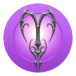 Iron Aries Symbol, purple Round Sticker