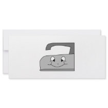 Iron Cartoon. Gray and Black on White. Customized Rack Card