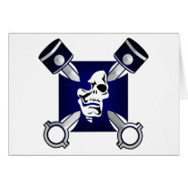 Iron Cross Pistons Skull Greeting Cards
