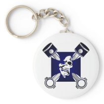Iron Cross Pistons Skull Keychain
