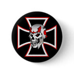 Iron Cross Skull pinback button