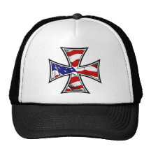 Iron Cross with American Flag Trucker Hat
