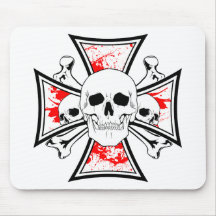 Iron Cross with Skulls and Cross Bones Mouse Pads