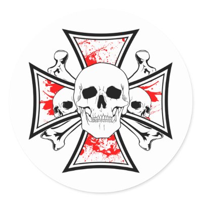 Iron Cross with Skulls and Cross Bones Sticker