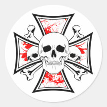 Iron Cross with Skulls and Cross Bones Sticker