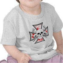 Iron Cross with Skulls and Cross Bones Tshirts