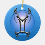 Iron Gemini Symbol, blue Christmas Tree Ornaments