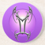 Iron Gemini Symbol, purple Drink Coasters