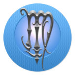 Iron Virgo Symbol, blue Round Sticker
