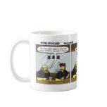 Comic strip cup from Keeping Up With Jones artist Rob Campbell Is it half full, or half empty? mugs
