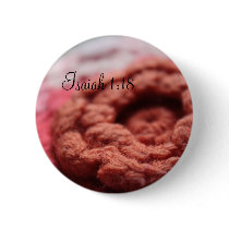 Isaiah 1:18 Crochet Red Flower Button