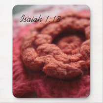 Isaiah 1:18 Crochet Red Flower Mousepad