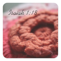 Isaiah 1:18 Crochet Red Flower Sticker