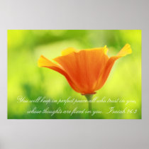 Isaiah 26:3, Orange poppy Print