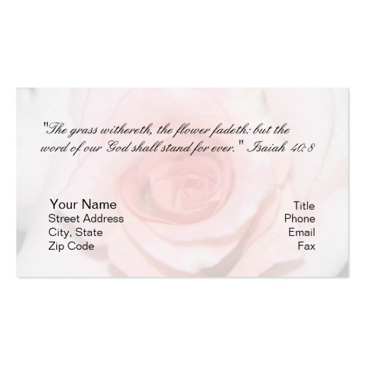 Isaiah 40:8 Personal Card Business Card (front side)