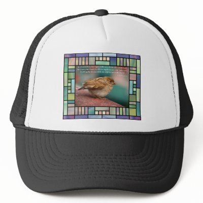 Isaiah 41:10 Bible Verse With Bird Stained Glass Mesh Hats by tshirts4christians