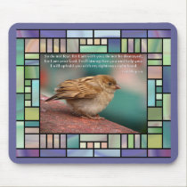 Isaiah 41:10 Bible Verse With Bird Stained Glass mousepads by tshirts4christians Isaiah 41:10 Bible Verse With Bird Stained Glass mousepads