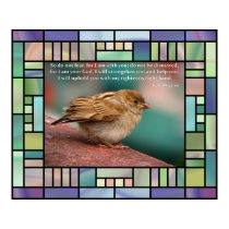 Isaiah 41:10 Bible Verse With Bird Stained Glass posters