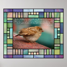Isaiah 41:10 Bible Verse With Bird Stained Glass Posters