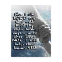 ISAIAH 41:13 FEAR NOT - I WILL HOLD YOUR HAND POSTCARD