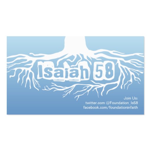 Isaiah 58 Foundation Faith Business Card Template (back side)