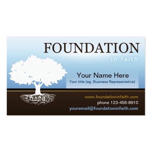 Isaiah 58 Foundation Faith Business Card Template (front side)
