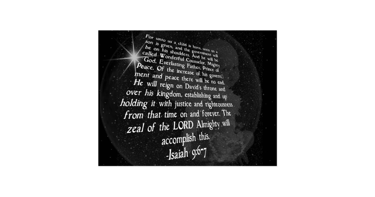Isaiah 9:6-7 Unto Us a Child is Born - Jesus Postcard | Zazzle
