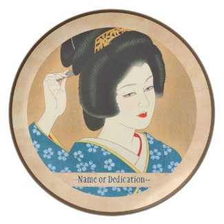 Ishida Waka Spring Sentiment japanese lady woman Dinner Plates