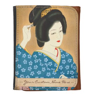 Ishida Waka Spring Sentiment japanese lady woman Leather Trifold Wallets