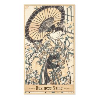 Ishikawa Toyonobu Young Lady with Parasol Business Card Template