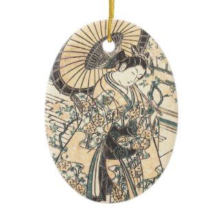 Ishikawa Toyonobu Young Lady with Parasol Christmas Tree Ornament