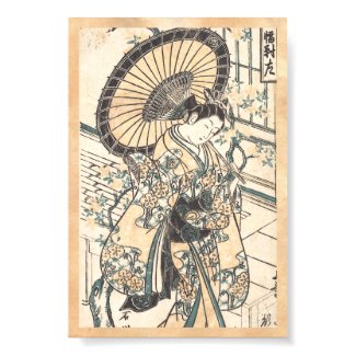 Ishikawa Toyonobu Young Lady with Parasol Poster