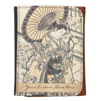 Ishikawa Toyonobu Young Lady with Parasol Leather Wallet