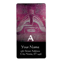 ISIS MONOGRAM, antique pink red black Shipping Label