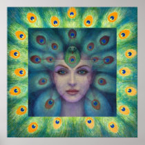 Isis, Peacock feather surreal fantasy art Poster